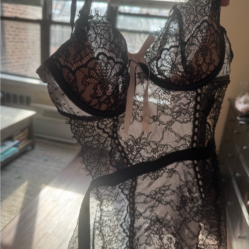 Victoria's Secret Black Lace Chemise